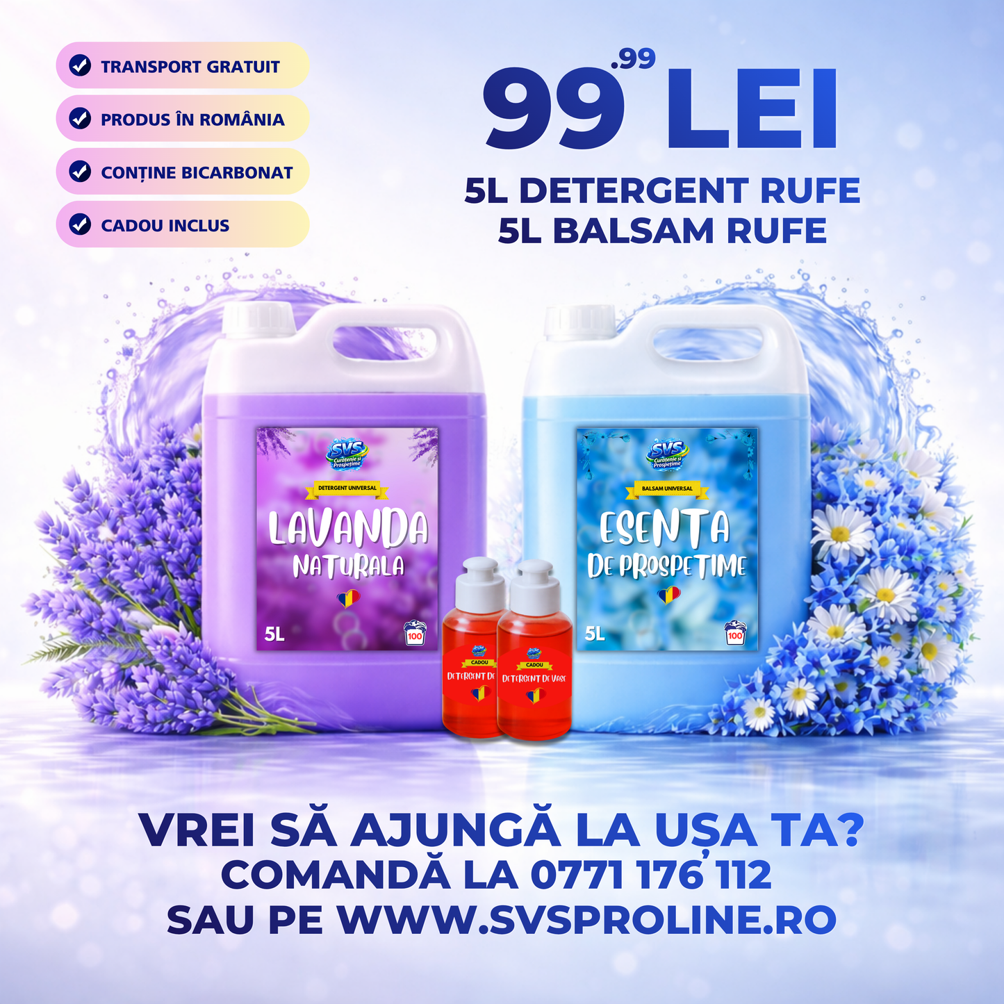 Detergent Lavandă 5L, Balsam Esență Prospețime 5L + CADOU