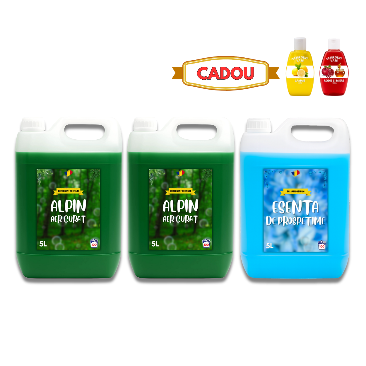 Detergent Alpin 10L, Balsam Esență Prospețime 5L + CADOU