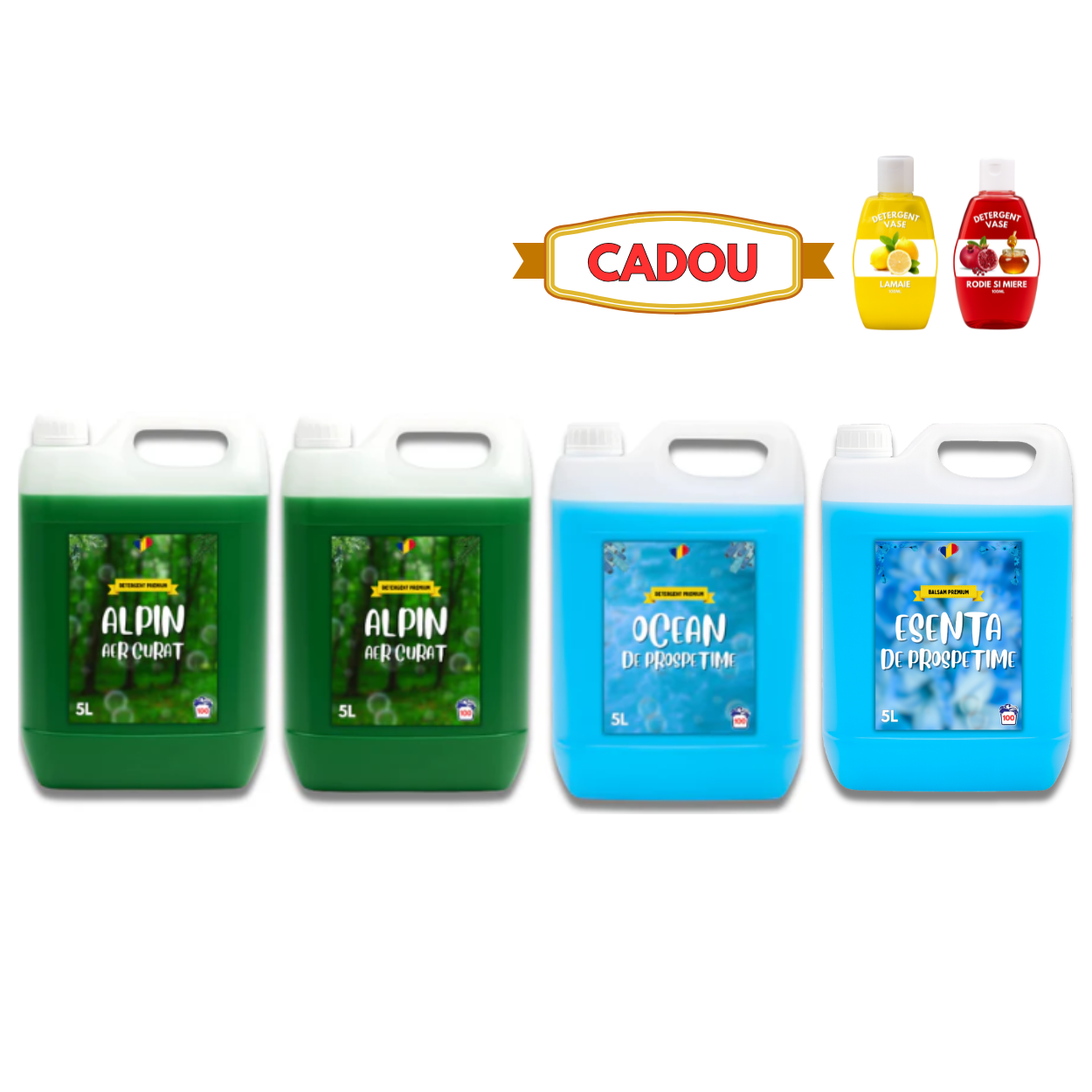 Detergent Alpin 10L, Ocean 5L, Balsam Esență Prospețime 5L + CADOU