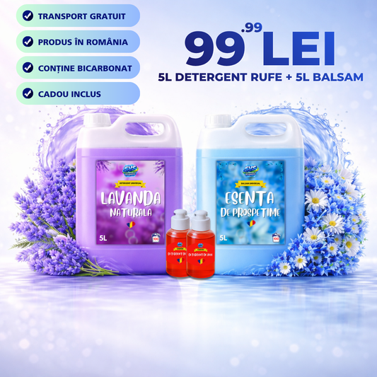 Detergent Lavandă 5L, Balsam Esență Prospețime 5L + CADOU