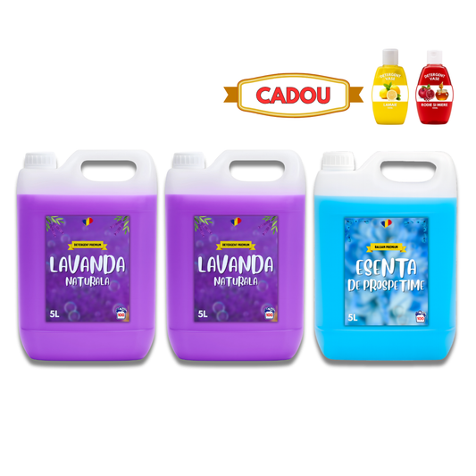 Detergent Lavandă 10L, Balsam Esență Prospețime 5L + CADOU