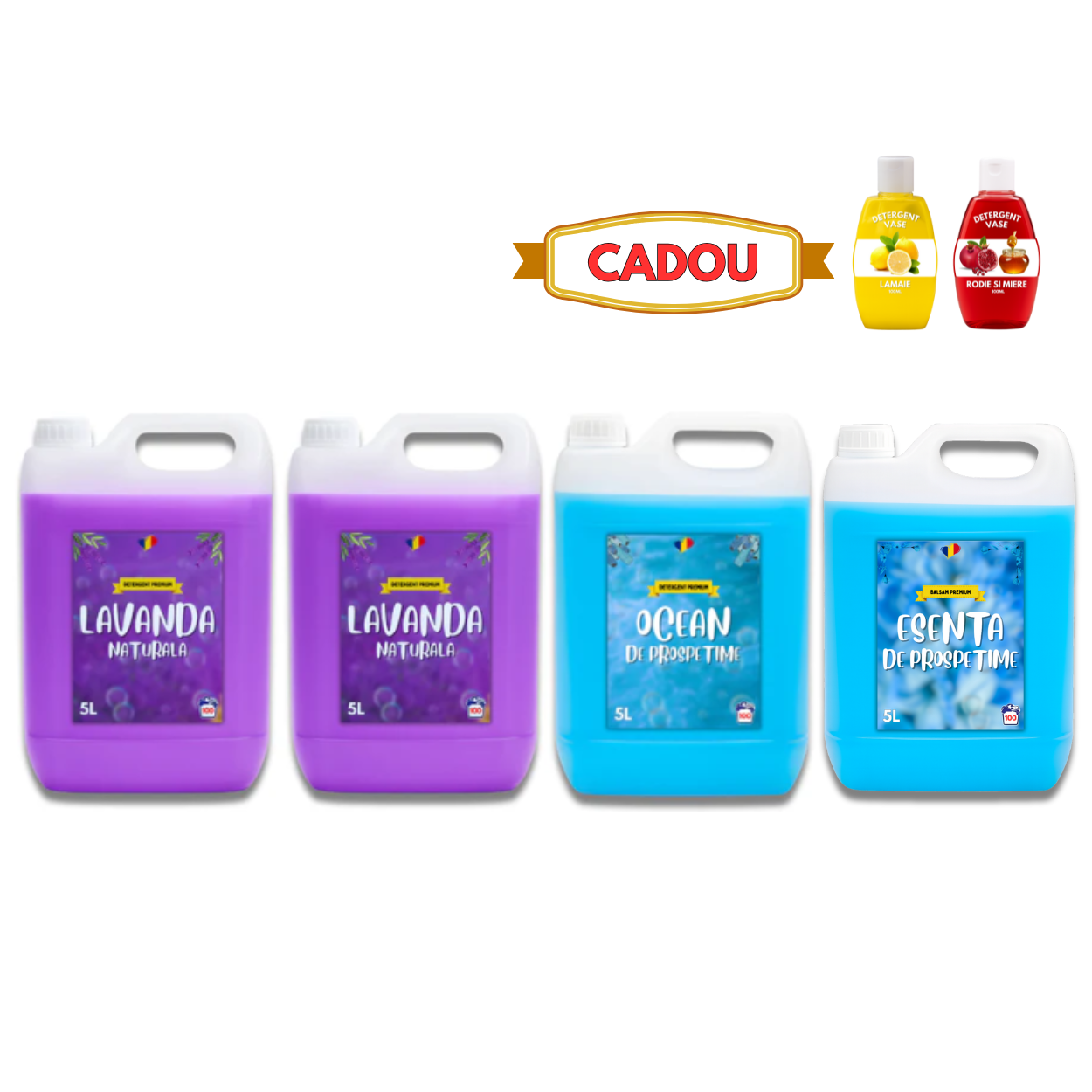 Detergent Lavandă 10L, Ocean 5L, Balsam Esență Prospețime 5L + CADOU