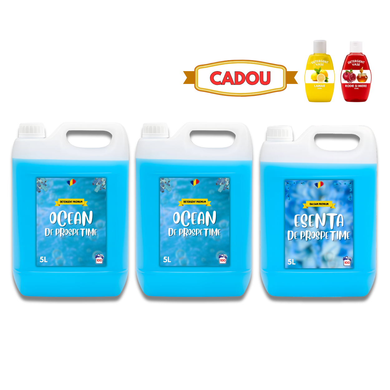Detergent Ocean 10L, Balsam Esență Prospețime 5L + CADOU
